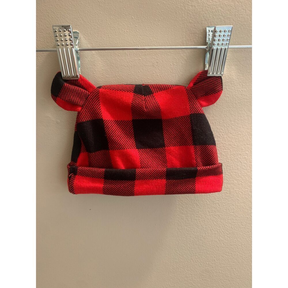 Chickpea checkered Bear Ears Hat Sz 0-9 months